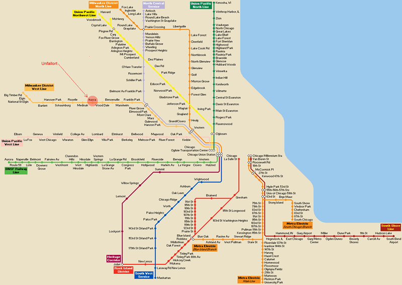 öffentlicher Nahverkehr im Großraum Chicago, Liniensystem derVerkehrsgesellschaft Metra