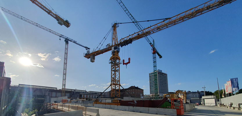 Kräne an der Baustelle am Hauptbahnhof München