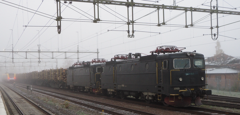 Güterzug mit Lokomotive von BLS Rail
